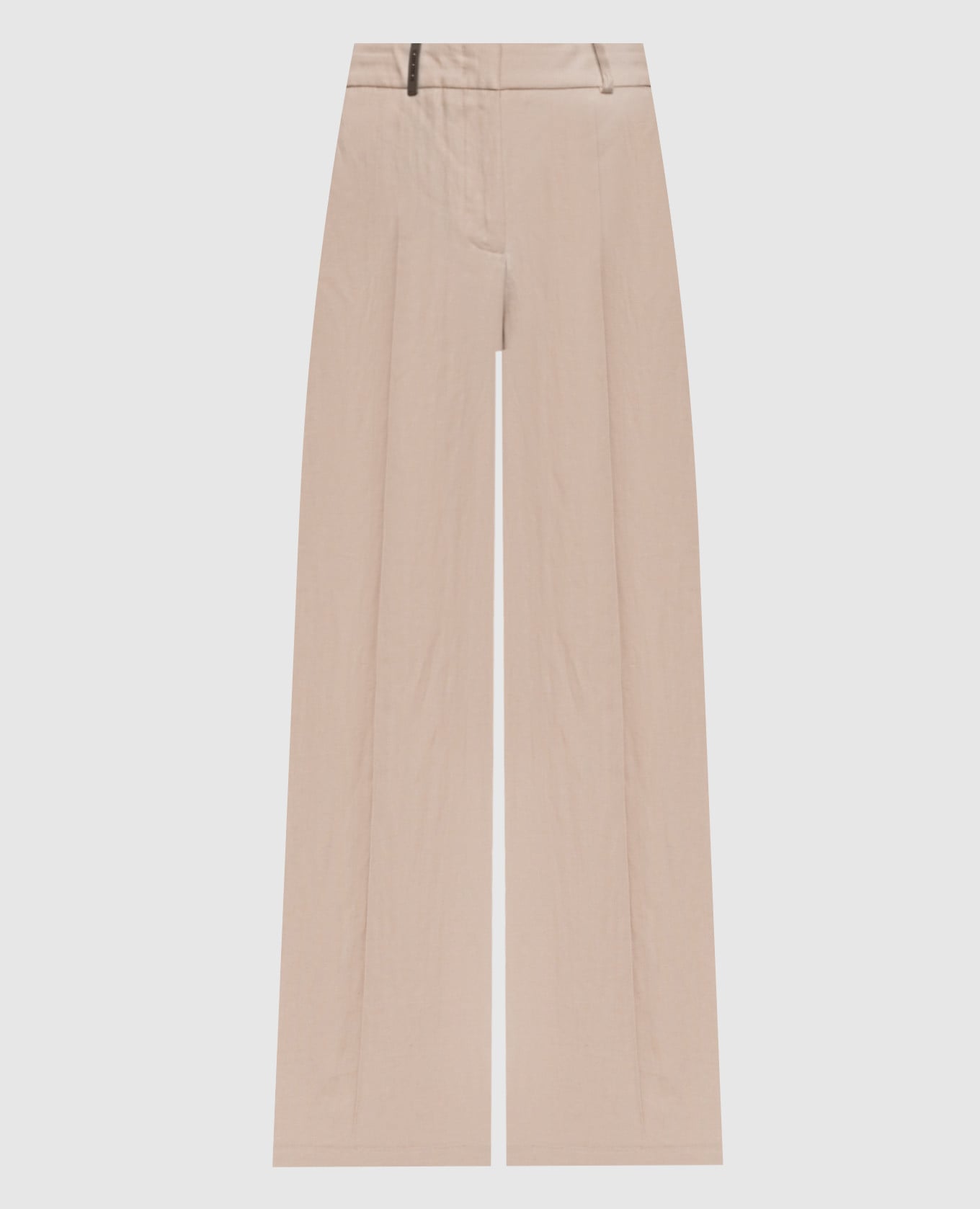 Бежевые брюки из льна с патчем