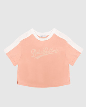 Dolce&Gabbana Детская розовая футболка с логотипом L5JTQGG7PWI26