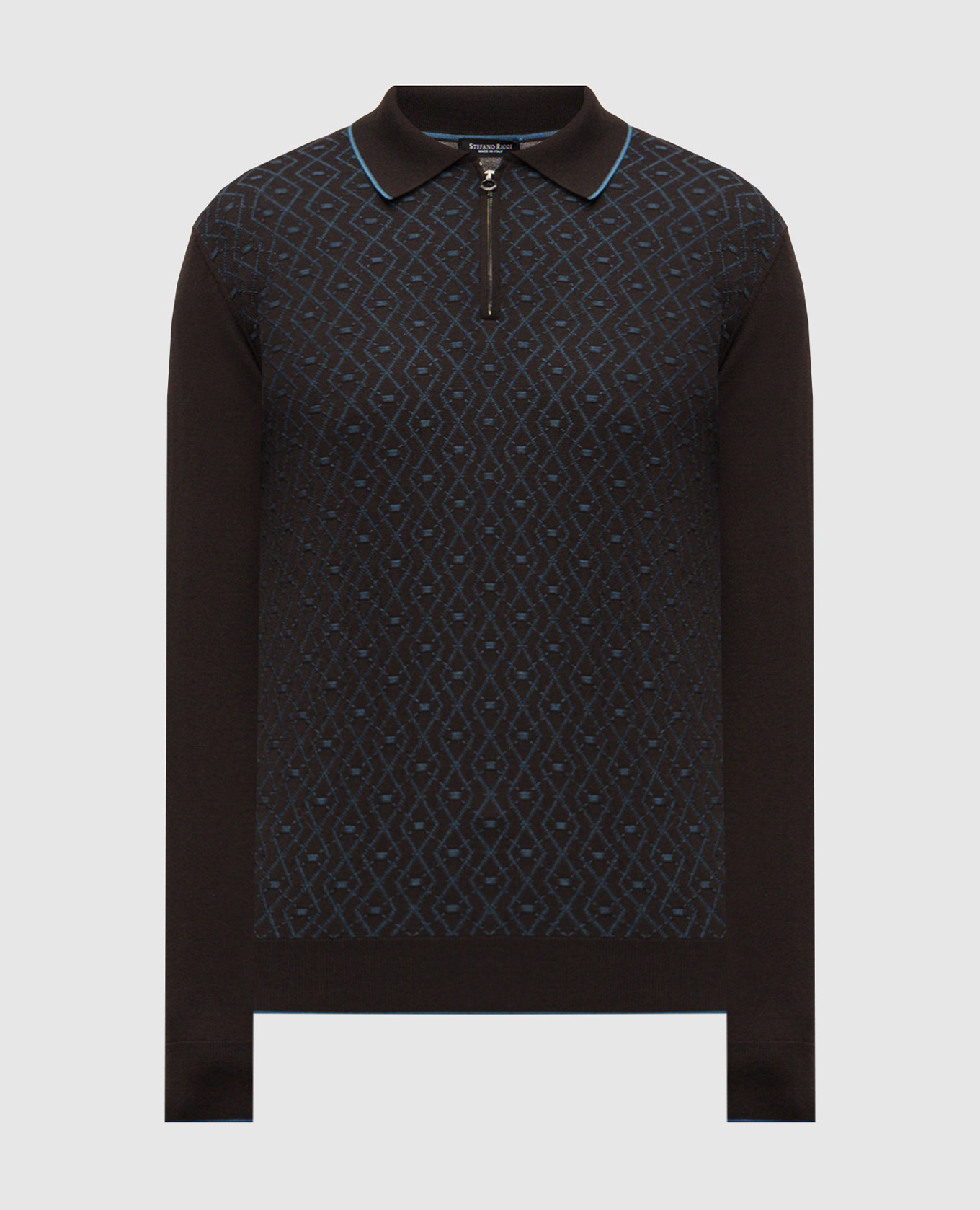 

Коричневое поло из шерсти и шелка в узор, Коричневый, Поло