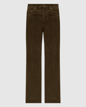 Saint Laurent Вельветові штани Clyde кольору хакі з патчем логотипа 705103Y29IA