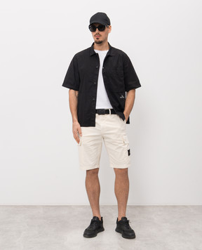 Stone Island Черная рубашка прямого кроя с контрастной вышивкой логотипа L1S151100006S0168