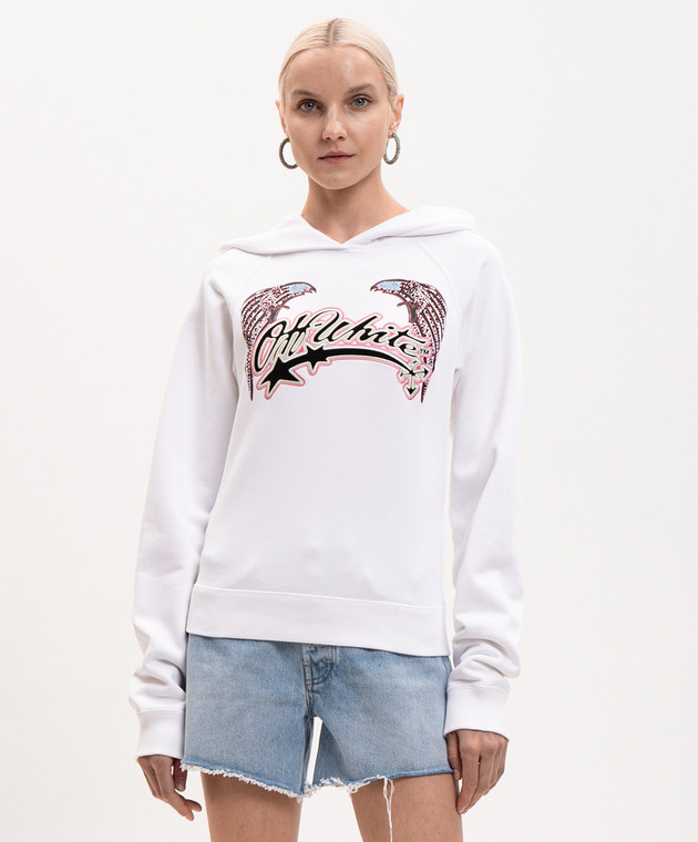 Off-White Белый худи Double Eagle с кристаллами Swarovski 29E00292T изображение 3