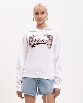 Off-White Біле худі Double Eagle з кристалами Swarovski 29E00292T