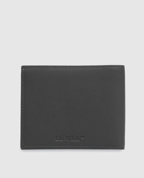 Off-White Серый кожаный портмоне с принтом надписи "For Money" OWMNC22F26LT01