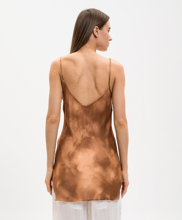 Masnada Коричнева майка в принт 8016 зображення 4