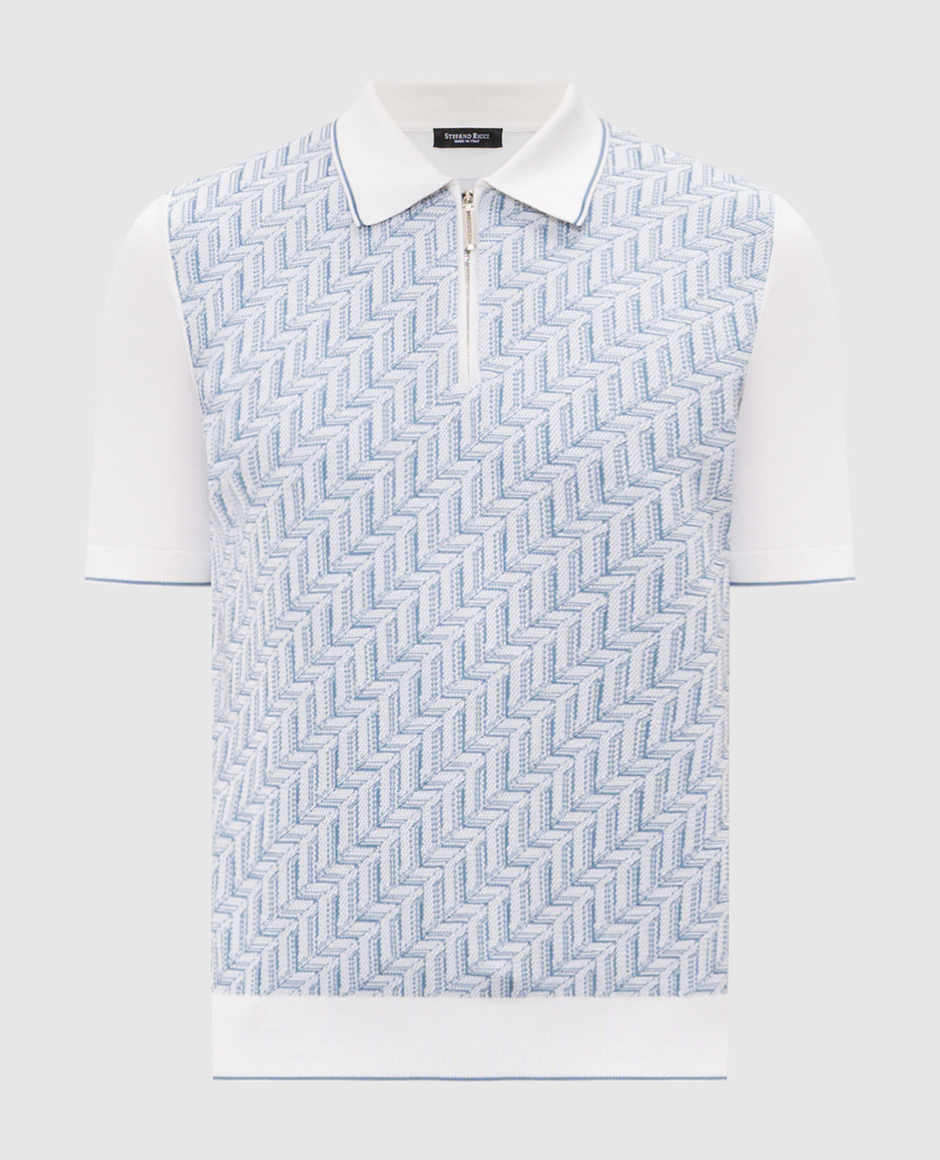 Поло цвета айвори с шелком в узор