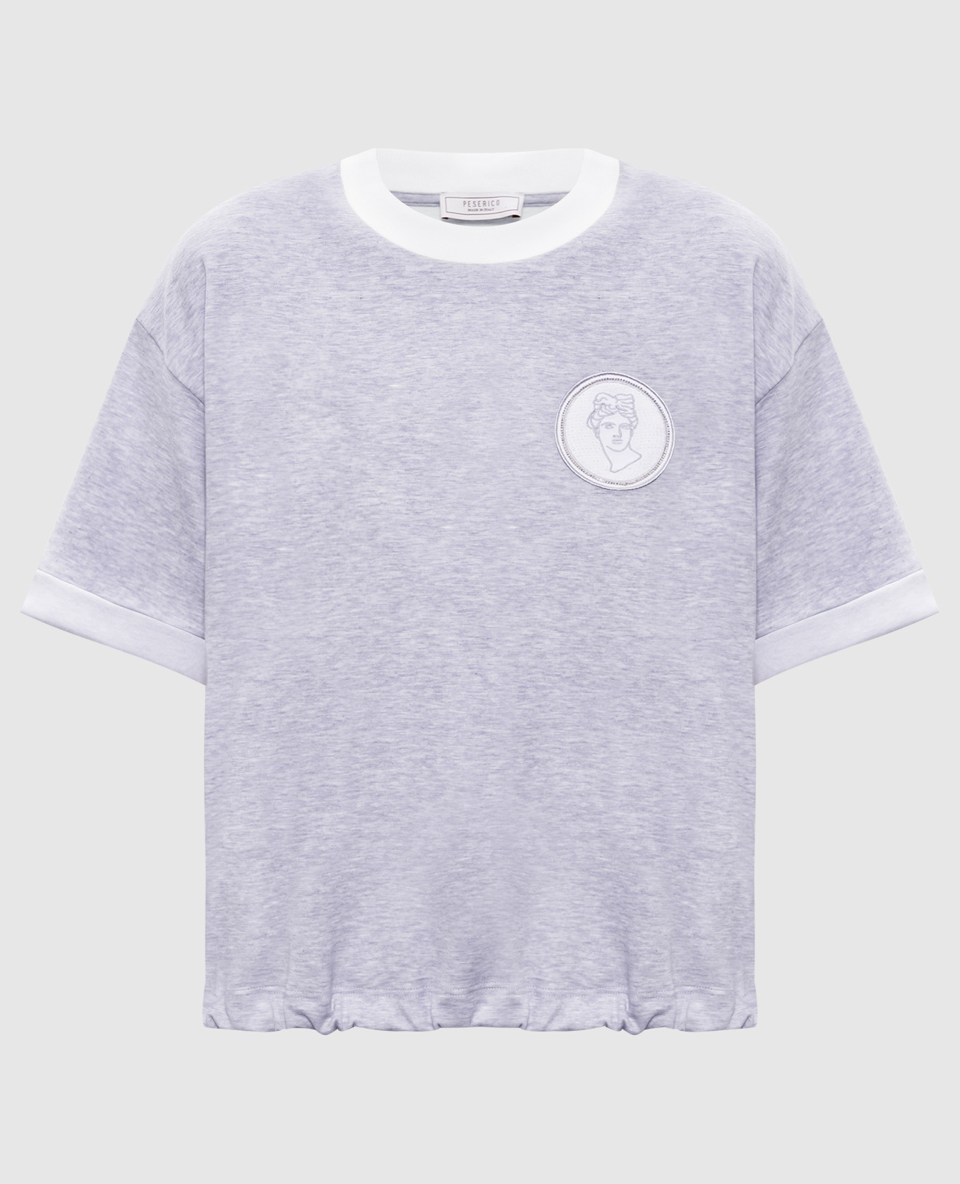 Серая меланжевая футболка с нашивкой эмблемы