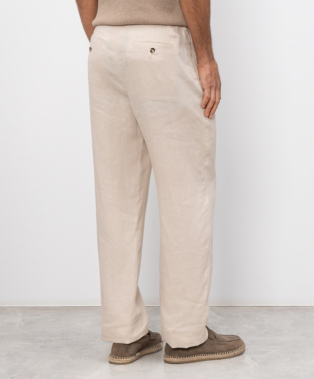 Agnona Бежевые брюки из льна T711U7YU3049 изображение 4
