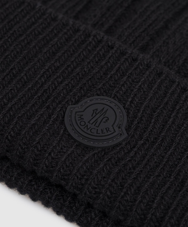 Moncler Черная шапка из шерсти с нашивкой логотипа L20933B00016M1241 изображение 4