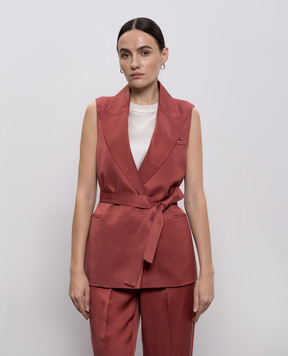 Peserico Красный двубортный жилет с леном A03028A01926