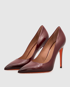 Santoni Бордові шкіряні лаковані туфлі WDCZ70944HIANVAA