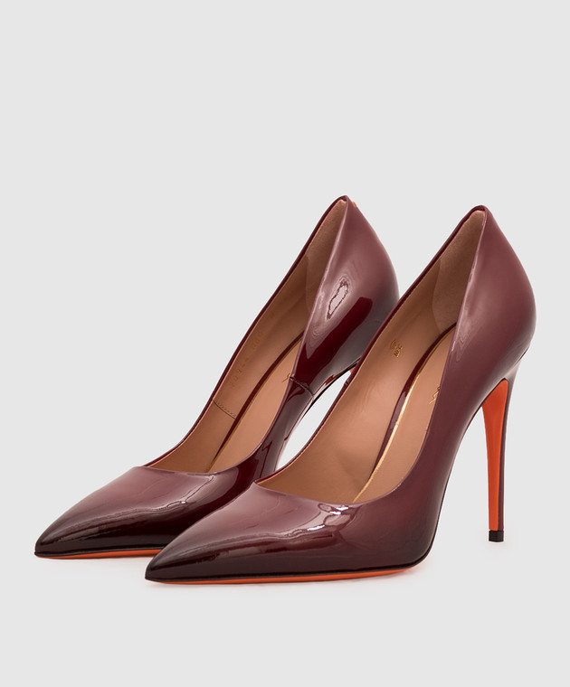 Santoni Бордовые кожаные лакированные туфли WDCZ70944HIANVAA изображение 2