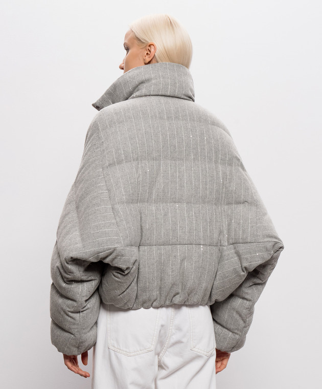Brunello Cucinelli Серый пуховик с шерстью в полоску MG5767484 изображение 4