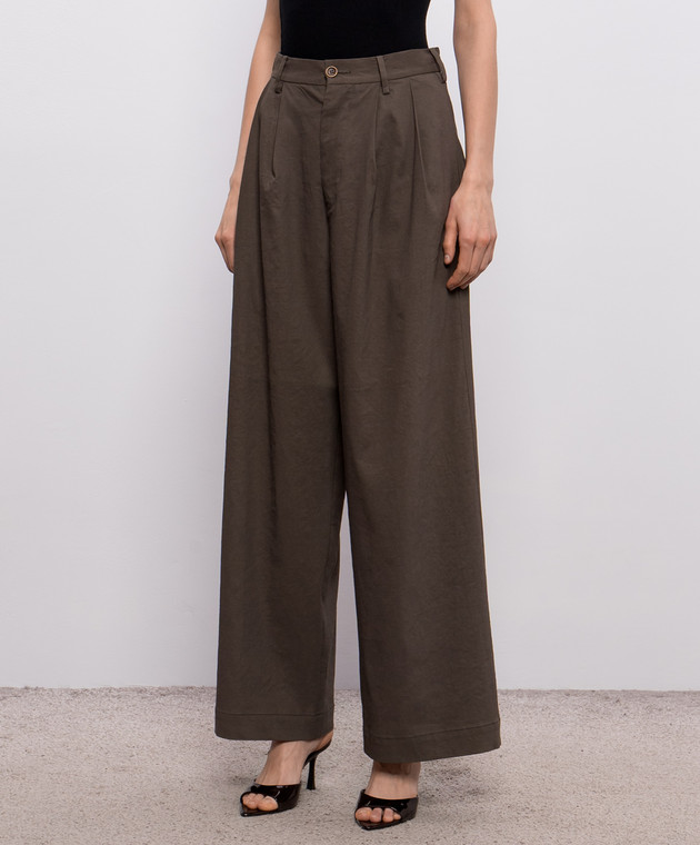 UMA WANG Штани Paella кольору хакі з льоном UW3018 зображення 3