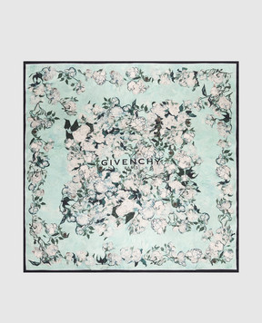Givenchy Зелена хустка із шовку в квітковий принт 710011148001
