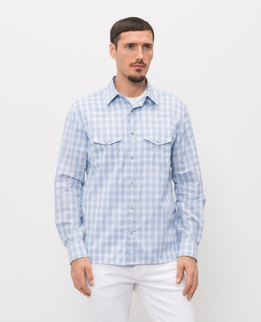 Tom Ford Голубая рубашка в клетку HDS001FMC312