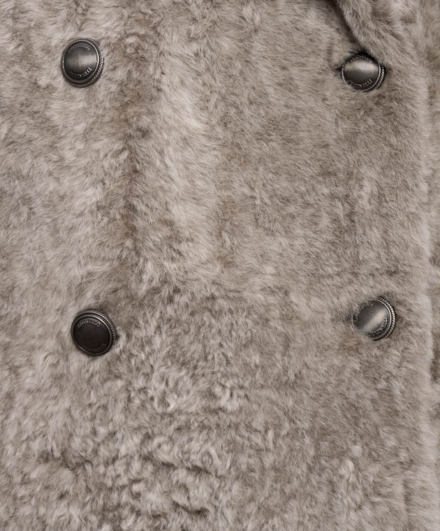 Brunello Cucinelli Бежева укорочена двобортна дублянка Fuzzy MPMBP3126 зображення 5