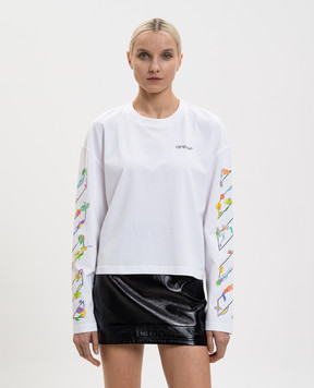 Off-White Белый лонгслив с брендовым цветочным принтом 2AB038S26JER001
