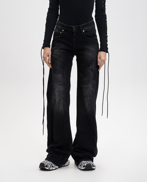 Balenciaga Чорні джинси кльош з ефектом потертості 852328TTW67