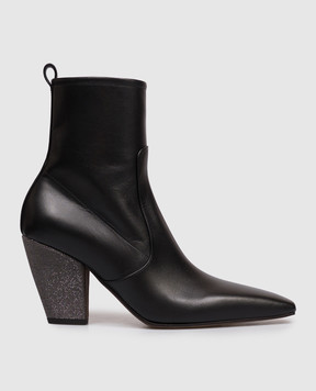 Brunello Cucinelli Чорні шкіряні ботильйони ланцюжком моніль MZSKC2600P