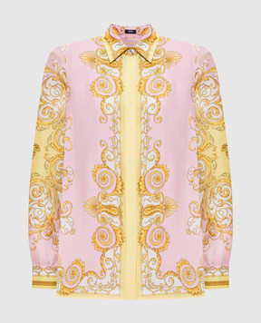 Versace Рожева блуза із шовку в принт Spring Barocco 10013601A17165