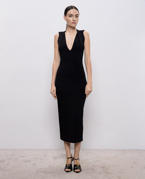 Balmain Чорна сукня міді GF1RJ210KJ43