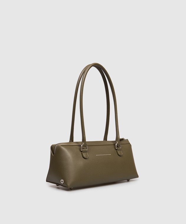 Maison Margiela MM6 Кожаная сумка Bauletto цвета хаки SB6ZH0040P9061 изображение 3