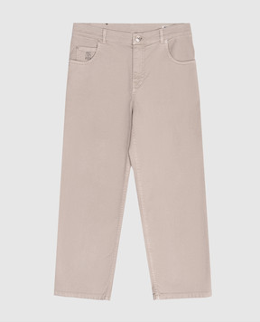 Brunello Cucinelli Дитячі бежеві джинси з патчем логотипа B277PD317B