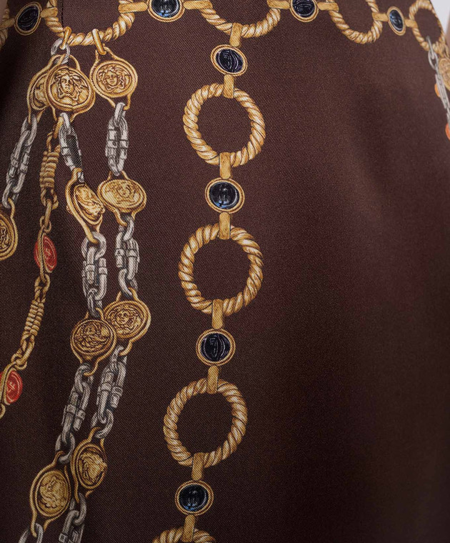 Versace Коричнева спідниця із шовку в принт 10246901A17952 зображення 5