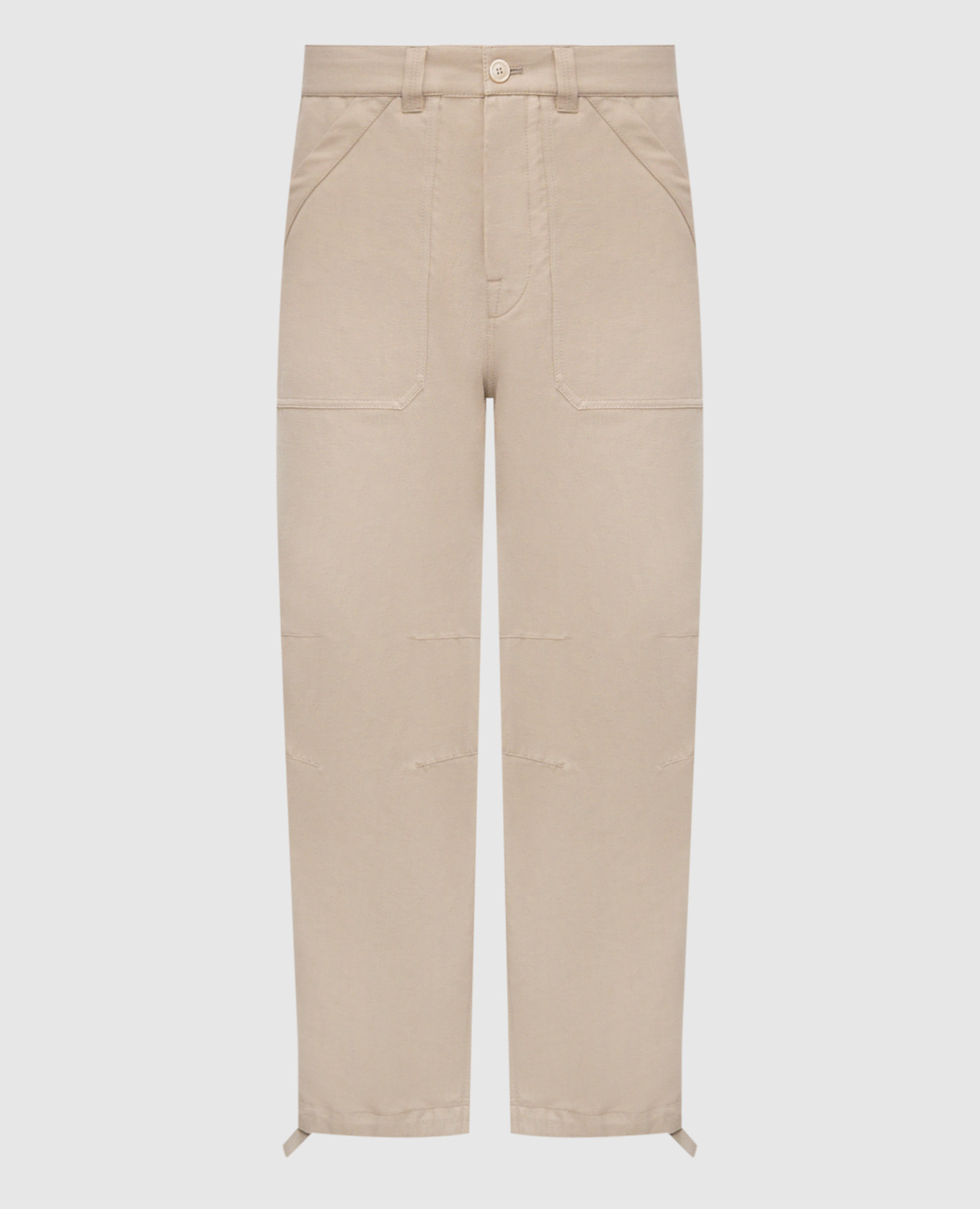 Брюки с леном бежевого цвета