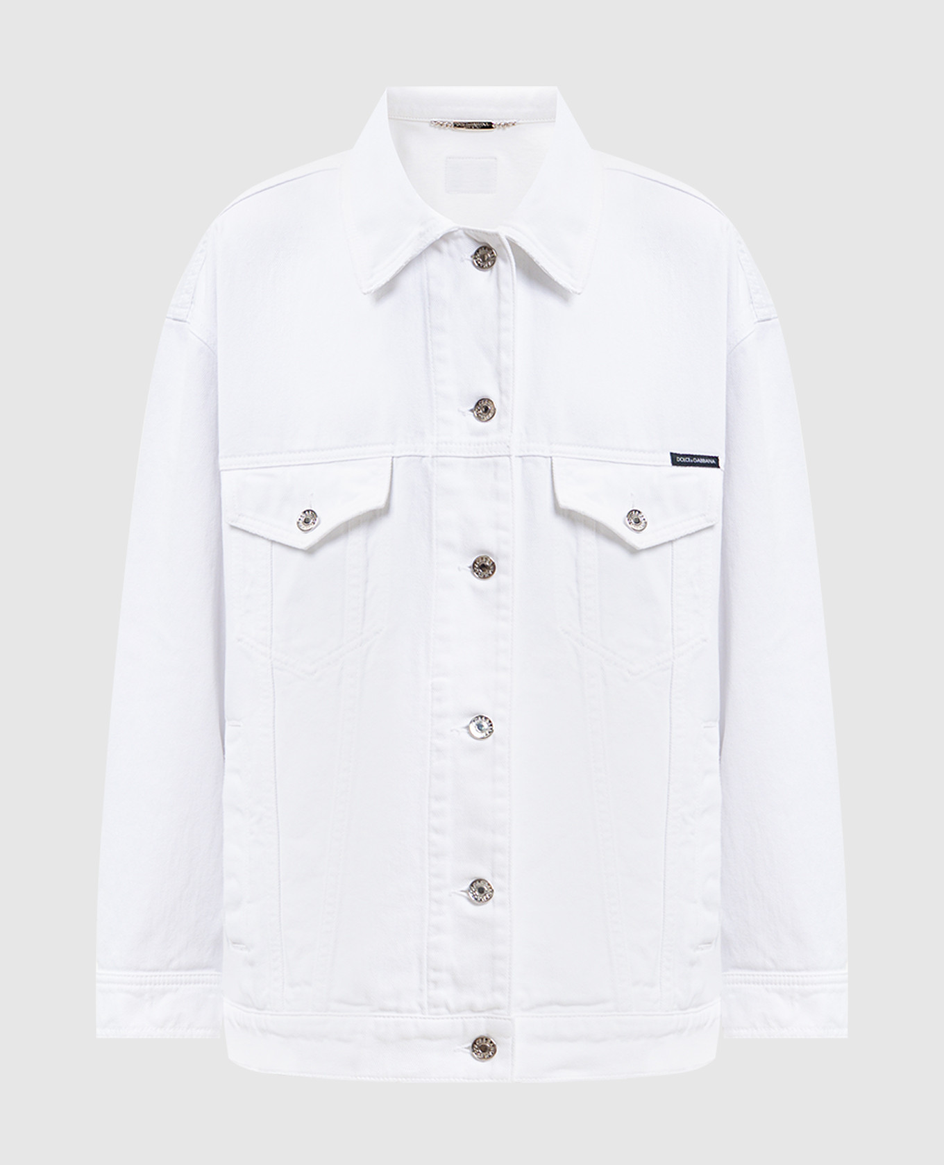 

Белая джинсовая куртка с нашивкой, Белый, Джинсовые куртки