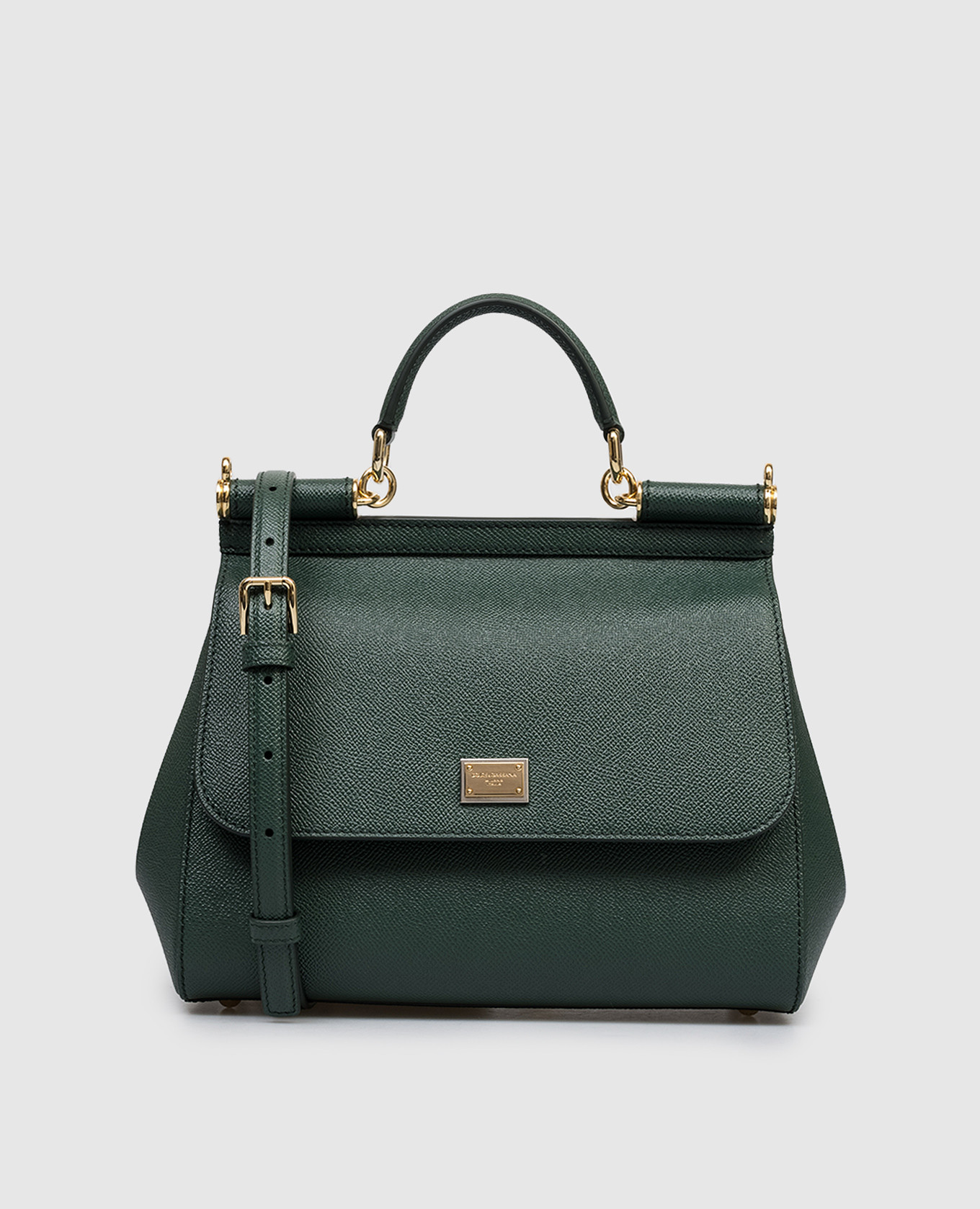 Зеленая кожаная сумка Sicily с логотипом