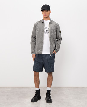 Stone Island Вітровка кольору хакі з патчем логотипа L1S151200038S0019