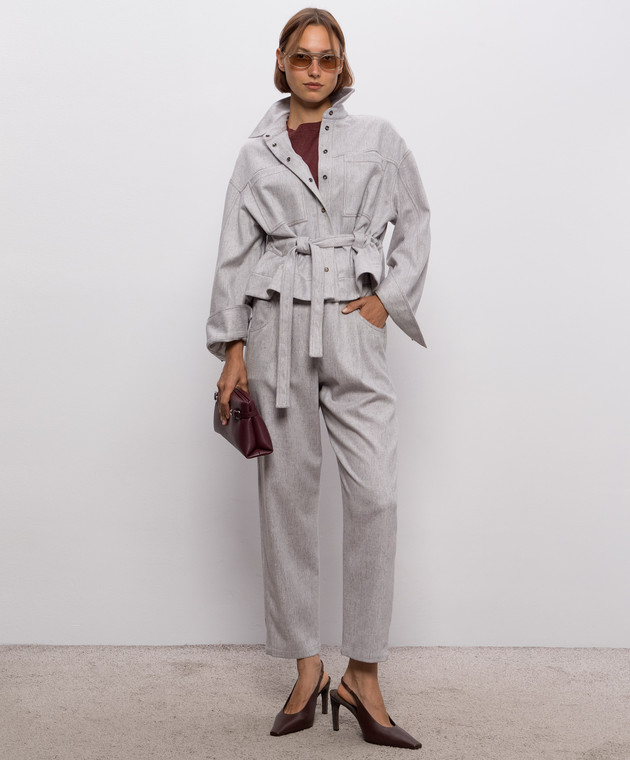 Brunello Cucinelli Футболка с кашемиром и шелком с отворотами M41810000P изображение 2