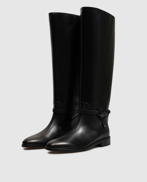 Jimmy Choo Чорні шкіряні чоботи Lawton LAWTONKBFLATTKH