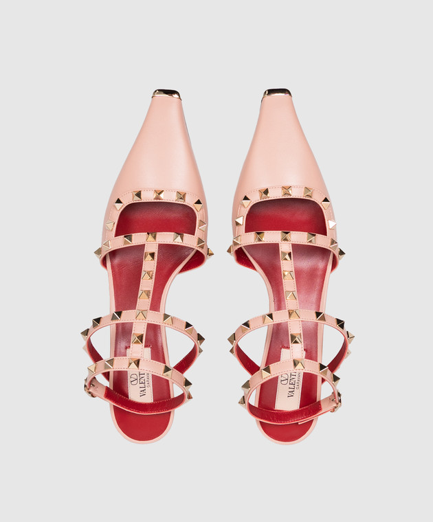 Valentino Розовые кожаные босоножки Rockstud 9W2S0PV0WZD изображение 5