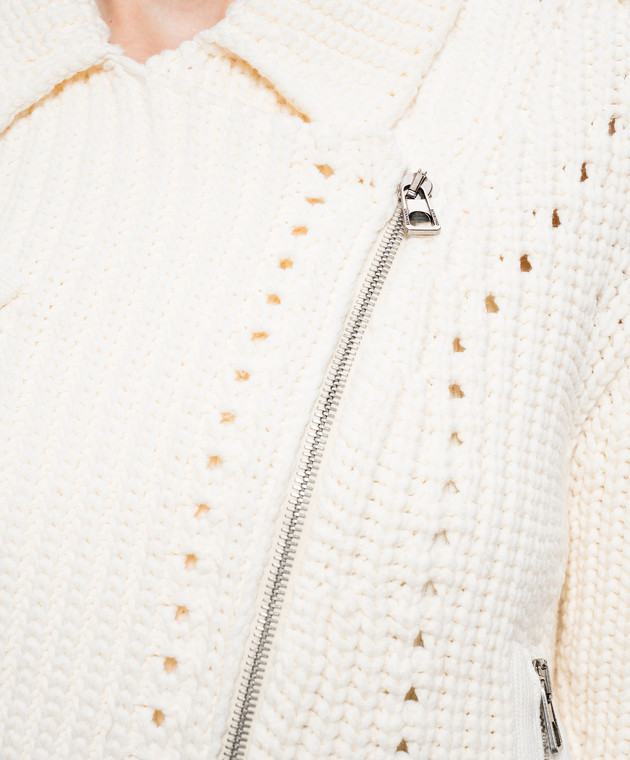 Ermanno Scervino Кардиган цвета айвори в стиле косухи D485I301RXY изображение 5