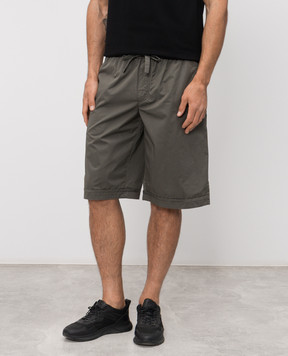 Dolce&Gabbana Шорти кольору хакі з фактурним логотипом GP1F9TFU5YP