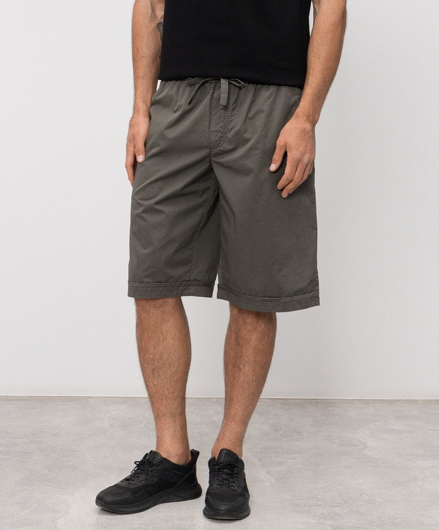 Dolce&Gabbana Шорты цвета хаки с фактурным логотипом GP1F9TFU5YP изображение 3