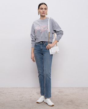 Balmain Серый укороченный свитшот с логотипом GF1JO080BD43