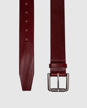 Max Mara Бордовый кожаный ремень с логотипом BUCKLE40XLONG