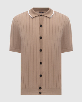 Peserico Сорочка коричнева в рубчик з короткими рукавами R59521F189173R