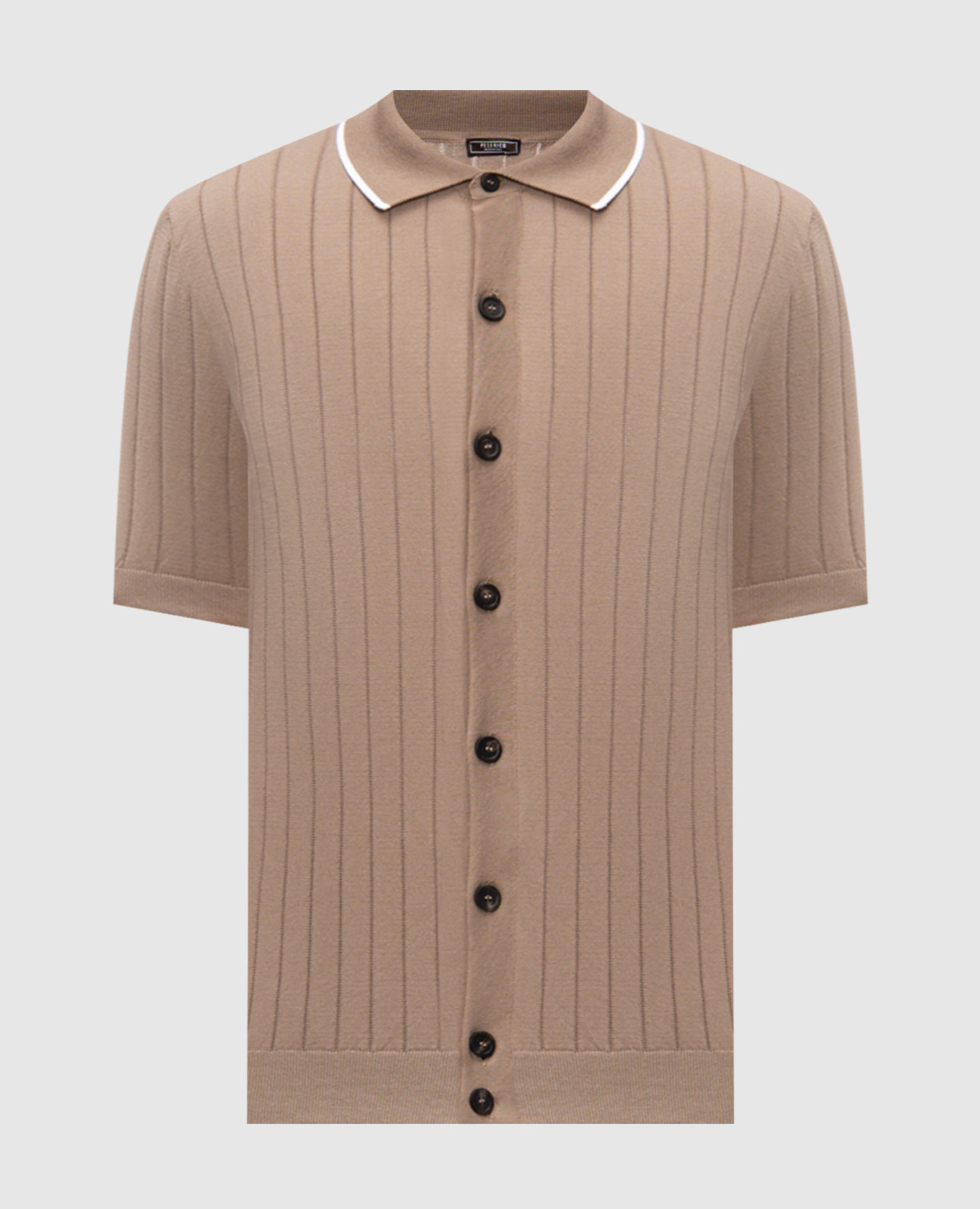 Рубашка коричневая в рубчике с короткими рукавами