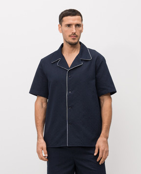 Balmain Синя сорочка в брендовий візерунок GH1HN138CG50