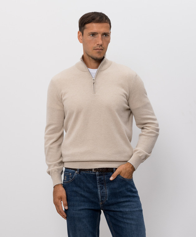 Brunello Cucinelli Джемпер цвета айвори из кашемира M2200124 изображение 3