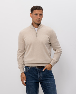 Brunello Cucinelli Джемпер кольору айворі з кашеміру M2200124