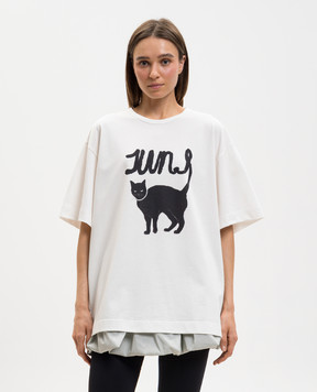 Juun.j Белая футболка AVEC LE CHAT JW6342W050