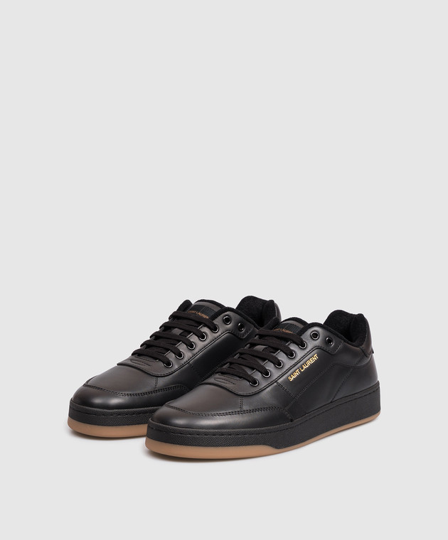 Saint Laurent Черные кожаные кроссовки SL/61 с принтом логотипа 81947600N00 изображение 2