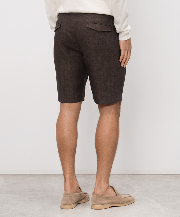 Stefano Ricci Коричневые шорты из льна M1T6100300L0005Q изображение 4