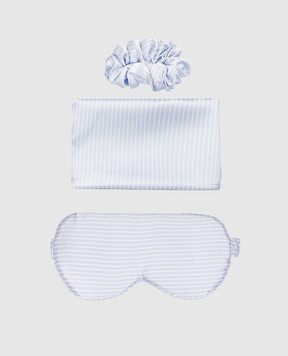 Dore & Rose Голубой набор для сна из маски, наволочки и резинки из шелка BUNDPILLMASKSCRUNCHIE
